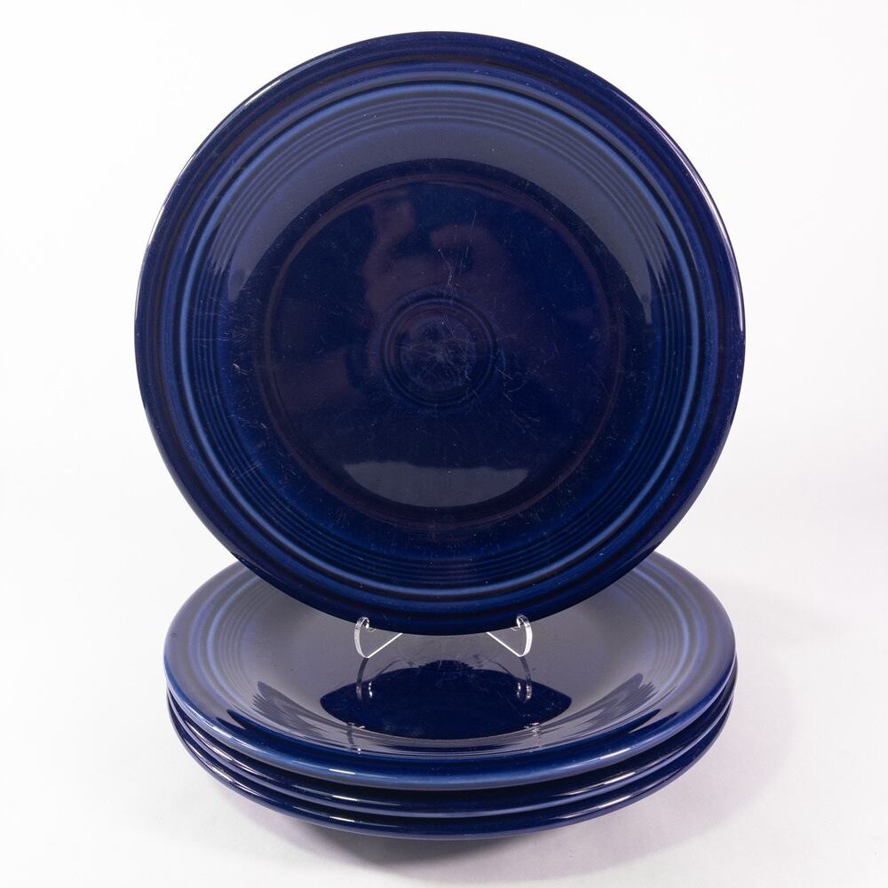 Lot of 4 Fiesta Fiestaware Cobalt Blue 10 1/2 Inch Dinner Plates Retired